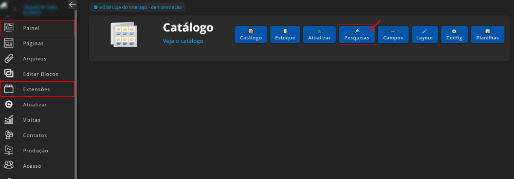 Acessando Pesquisas no Catálogo